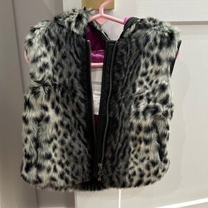 Diesel Black and Gray Faux Fur Vest